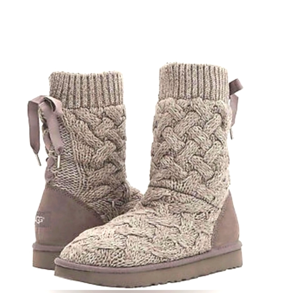 UGG Cardy SWEATER KNIT LIGHT BROWN beige gray boots SIZE 8